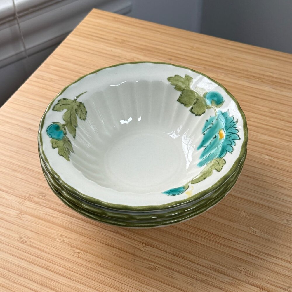 3 Vintage 60s Metlox Poppytrail Vernon Blue Fascination Rimmed Cereal Bowl - Picture 5 of 6